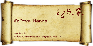 Árva Hanna névjegykártya